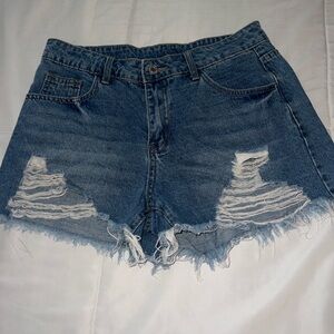 SHEIN Blue Distressed Jean Shorts